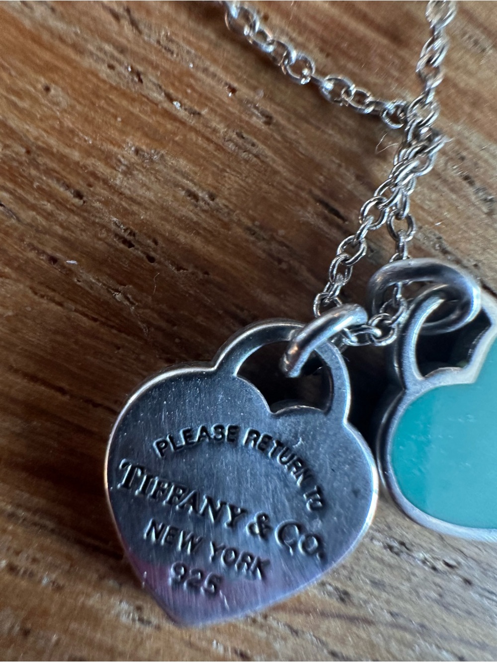 Tiffany & Co. Silver Necklace with Turquoise and Silver Heart Pendants - Picture 6 of 8